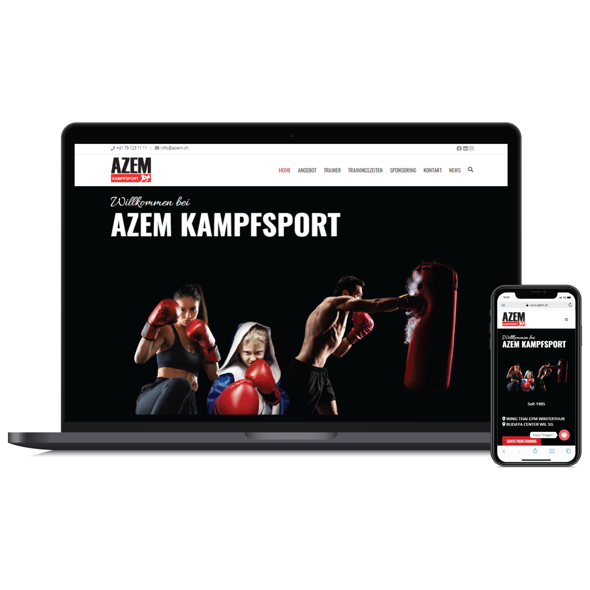 AZEM Kampfsport Website auf Laptop und Smartphone | Webface