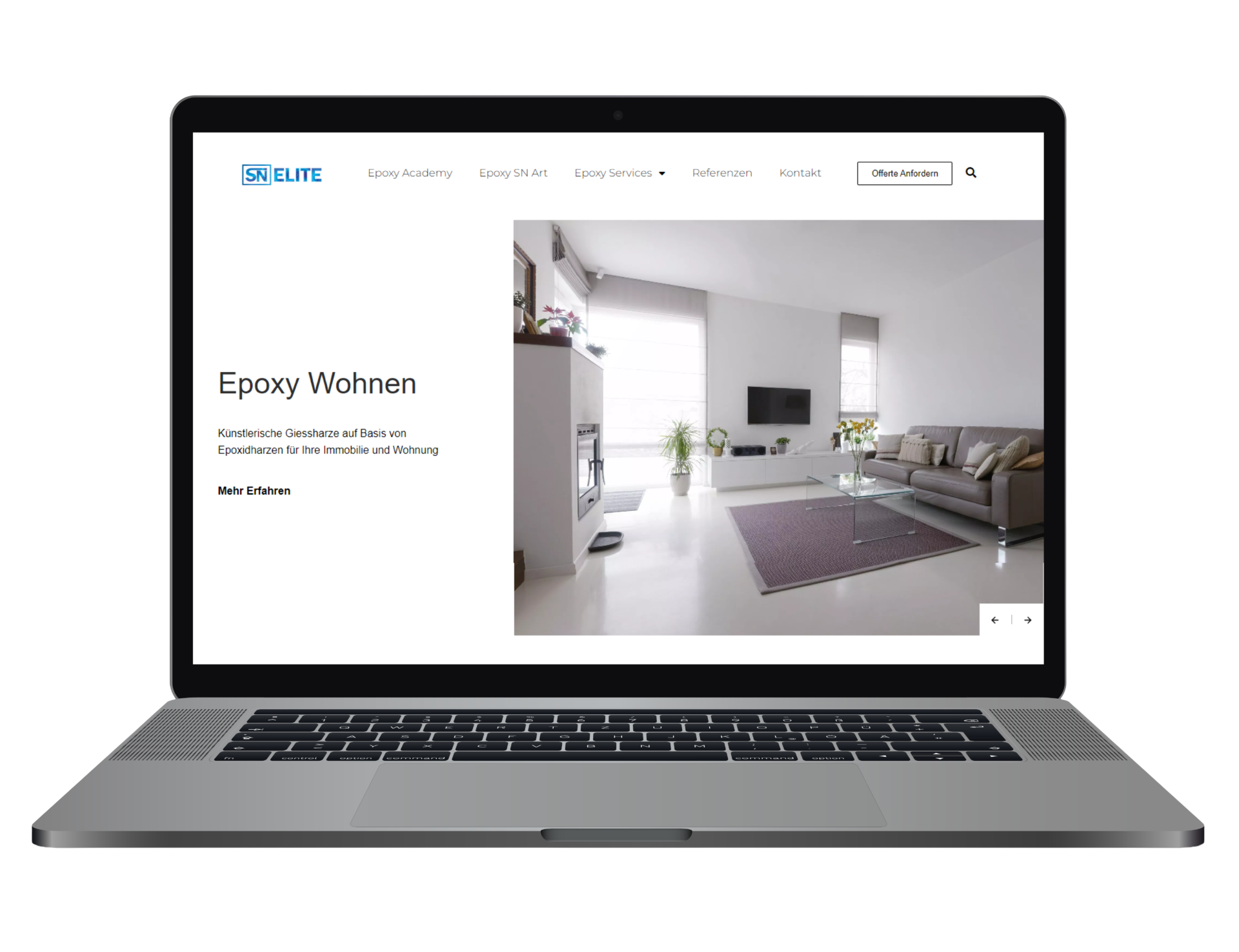 SN Elite Epoxy Website auf Laptop | Webface