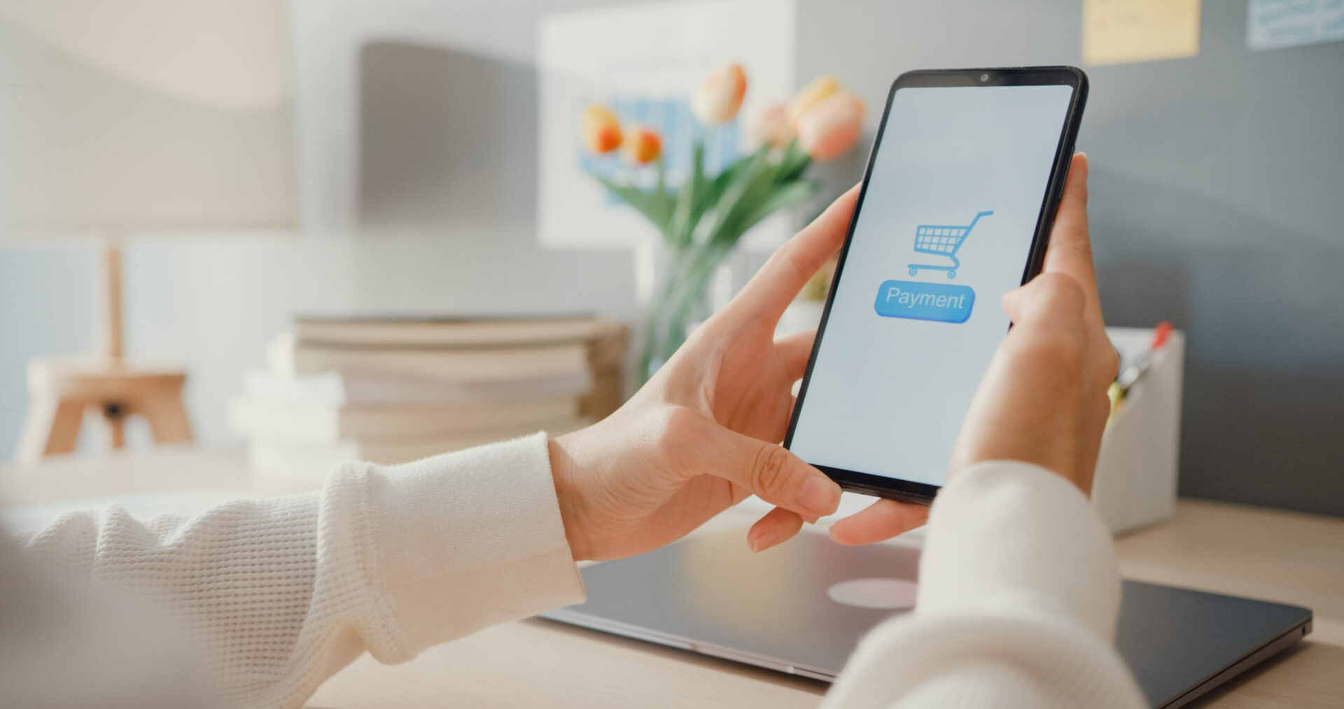Mobile phone with payment icon on screen | Webface