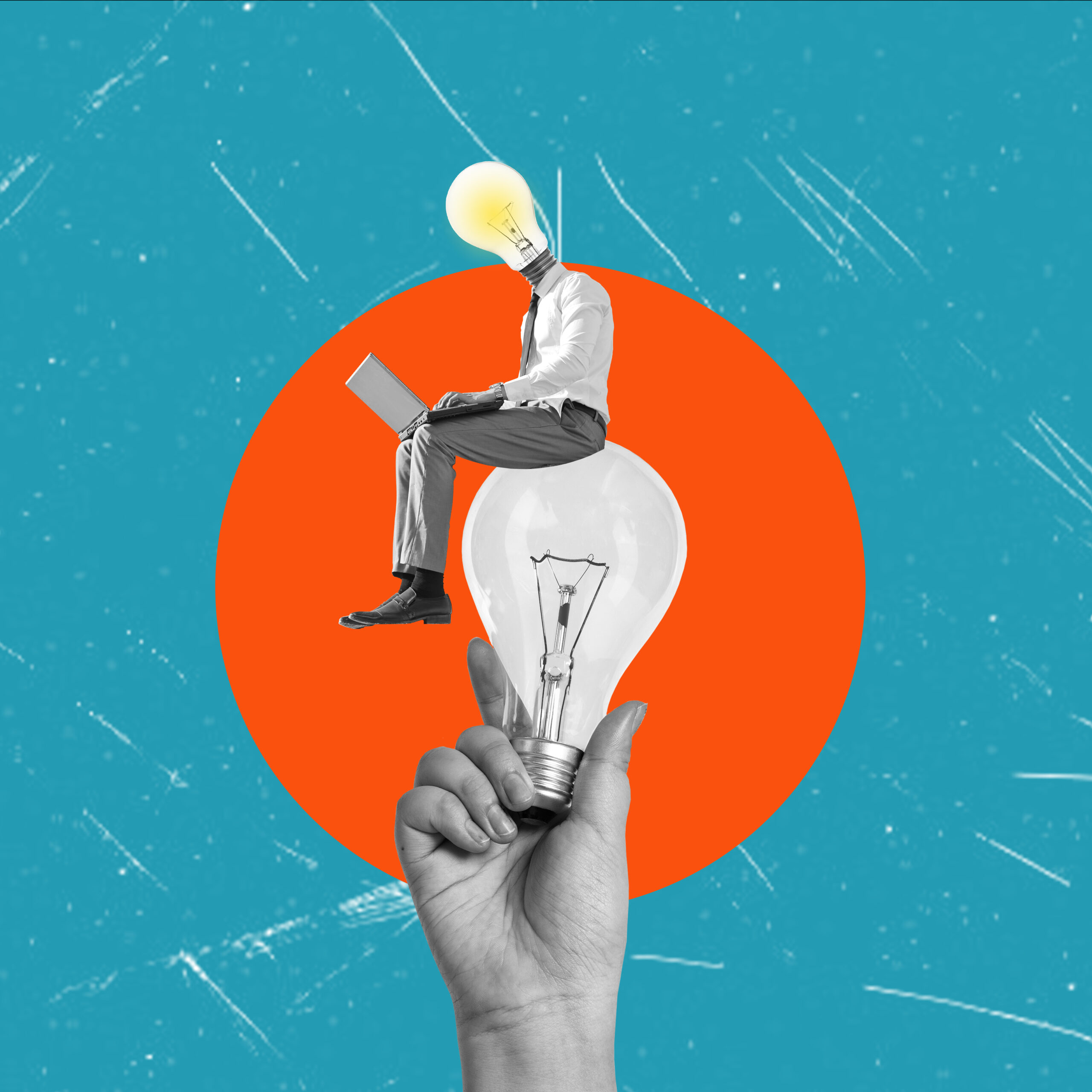 Creative business idea concept with lightbulb head collage | Webface