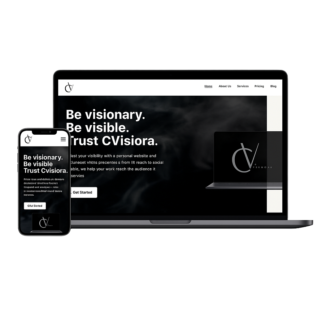Mockup design of CVisiora personal website showcasing academic branding | Webface